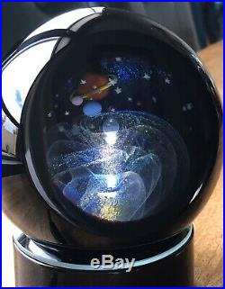4 Signed Abelman Planet Art Glass Paperweight