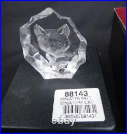 5 MATS JONASSON Sweden Cat Kitten Paperweights Etched Crystal Glass up to 7