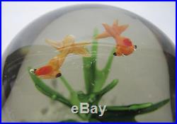 6 Vintage Controlled Bubble Emerald Fish/Bird Studio Art Glass Paperweights! Yqz