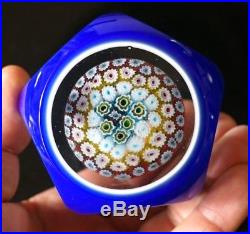 A Beautiful Vintage Murano Glass Multifaceted Paperweight With Millefiori
