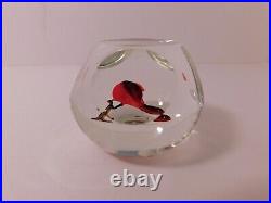 A Fabulous Handmade & Signed Rick Ayotte 78 RED CARDINAL Art Glass Paperweight