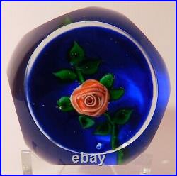 A GORGEOUS Signed BOB BANFORD PINK CRIMP ROSE Lampwork Art Glass PAPERWEIGHT