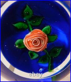 A GORGEOUS Signed BOB BANFORD PINK CRIMP ROSE Lampwork Art Glass PAPERWEIGHT