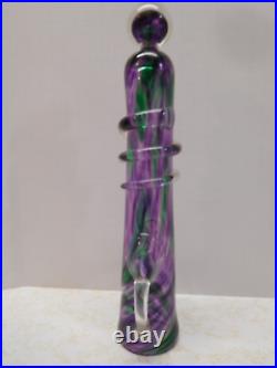 Amazing Vintage Purple & Green Art Glass Obelisk Signed