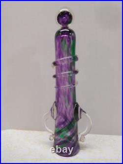 Amazing Vintage Purple & Green Art Glass Obelisk Signed