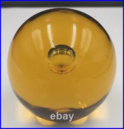 Amber Controlled Bubble Oggetti Murano Signed Paperweight