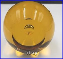 Amber Controlled Bubble Oggetti Murano Signed Paperweight