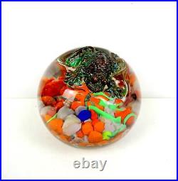 Andrew Fote Signed Studio Art Glass Brass Frog Vintage 2 7/8 Paperweight