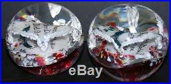 Antique 1900's Memorial Pair Of Glass Paperweights, Husband And Wife, Very Rare