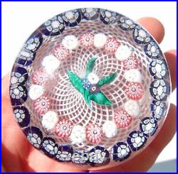 Antique 19th c. NEW ENGLAND Millefiori NOSEGAY Flowers Art Glass PAPERWEIGHT