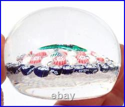 Antique 19th c. NEW ENGLAND Millefiori NOSEGAY Flowers Art Glass PAPERWEIGHT