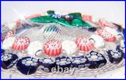 Antique 19th c. NEW ENGLAND Millefiori NOSEGAY Flowers Art Glass PAPERWEIGHT