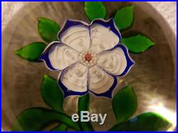 Antique Baccarat Blue/White primrose c1850 lampwork & millefiori paperweight