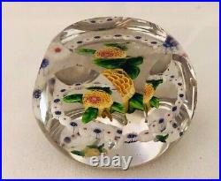 Antique Baccarat Millefiori Miniature Faceted Garlanded Paperweight Peach PomPom
