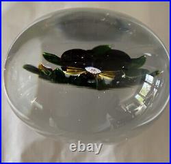 Antique Baccarat Pansy (with4 Leaves Upper) & Bud WithStar Cut Paperweight