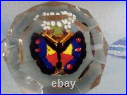 Antique Bohemian Silesia Art Glass Faceted Butterfly Paperweight 1900's