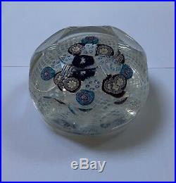 Antique C 1870 CANED ETCHED FACETED MILLEFIORI PAPERWEIGHT RUNNING RABBIT
