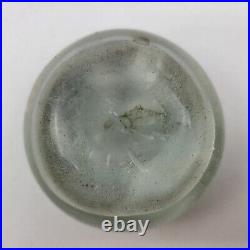 Antique Chinese Painted White Ground Art Glass Paperweight Cricket Foliage Vtg