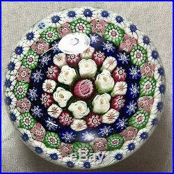 Antique Clichy Paperweight with Circle of Roses