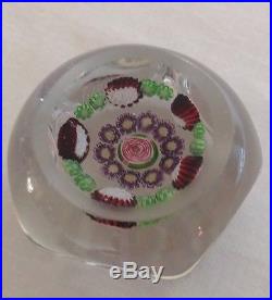 Antique Clichy Rose Flowers Millefiori Glass Paperweight Early 1800s Signed Base