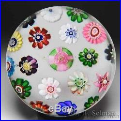 Antique Clichy spaced concentric millefiori glass paperweight