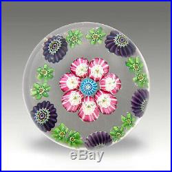 Antique French Clichy millefiori glass paperweight 7 roses / presse papiers