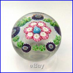 Antique French Clichy millefiori glass paperweight 7 roses / presse papiers
