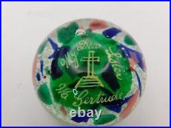 Antique Gillinder Art Glass Paperweight My Dear Sister Gertrude Scrambled Ground