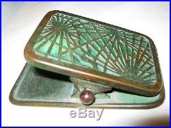 Antique L. C. T Tiffany Studios Bronze Pine Needle Art Glass Desk Clip Paperweight