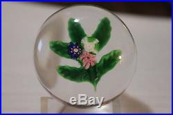 Antique Miniature Clichy Posy Paperweight With Green And White Rose