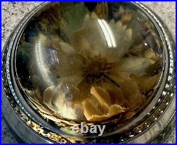 Antique Paper Weight With Flower Arrangement In Dome OOAK