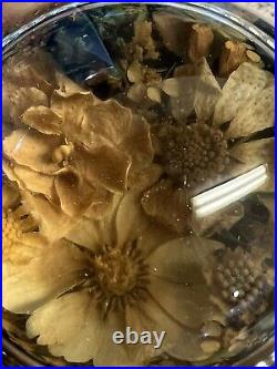 Antique Paper Weight With Flower Arrangement In Dome OOAK