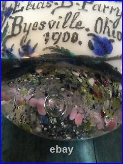 Antique Paperweight Blown Art Glass Magnum Layered Dated 1900Owners NameTown