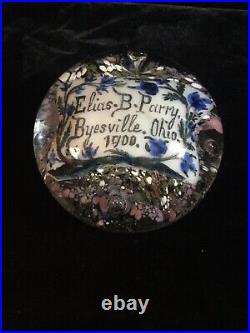 Antique Paperweight Blown Art Glass Magnum Layered Dated 1900Owners NameTown
