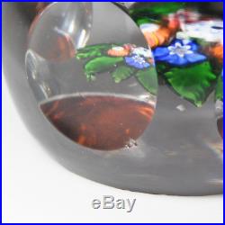 Antique Saint Louis faceted nosegay on amber-flash ground paperweight