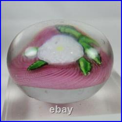 Antique St. Louis Art Glass Paperweight White Pompon on Pink Latticinio Cushion