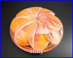 April Wagner 4.3 Large Epiphany Studios Sea Urchin Orange Art Glass Paperweight