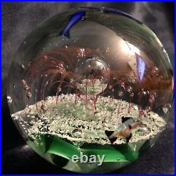 Art Glass Aquarium Paperweight Bubble Orb Controlled Bubbles Multi Color 4.5