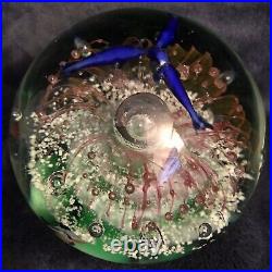 Art Glass Aquarium Paperweight Bubble Orb Controlled Bubbles Multi Color 4.5