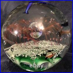 Art Glass Aquarium Paperweight Bubble Orb Controlled Bubbles Multi Color 4.5