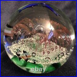 Art Glass Aquarium Paperweight Bubble Orb Controlled Bubbles Multi Color 4.5