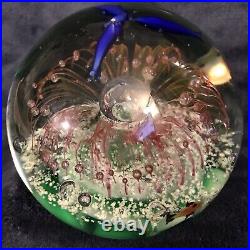 Art Glass Aquarium Paperweight Bubble Orb Controlled Bubbles Multi Color 4.5