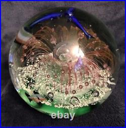 Art Glass Aquarium Paperweight Bubble Orb Controlled Bubbles Multi Color 4.5