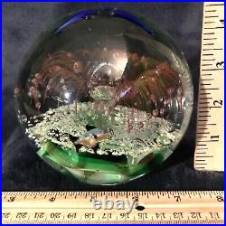 Art Glass Aquarium Paperweight Bubble Orb Controlled Bubbles Multi Color 4.5