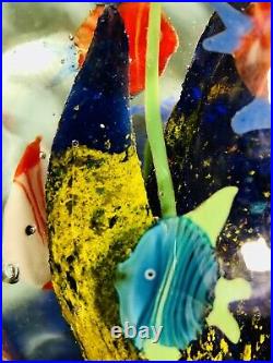 Art Glass Double Sided Fish Aquarium Sculpture Paperweight