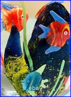 Art Glass Double Sided Fish Aquarium Sculpture Paperweight