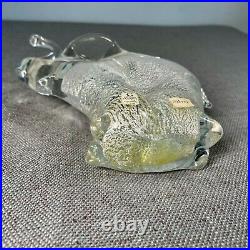 Art Glass Elephant Paperweight Silver Granna Glasbruk Sweden Handmade Signed