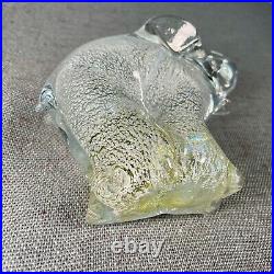 Art Glass Elephant Paperweight Silver Granna Glasbruk Sweden Handmade Signed