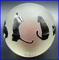 Art Glass Paperweight Black Cats Correia Signed & Numbered RARE