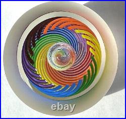 Art Glass Paperweight Frosted Rainbow Tropic Signed Paul Harrie